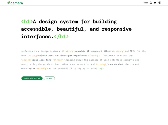 screenshot of Camara React