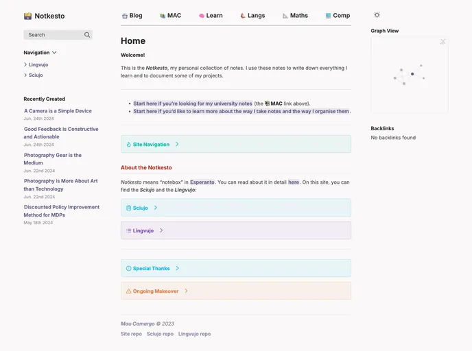 screenshot of Notkesto Site