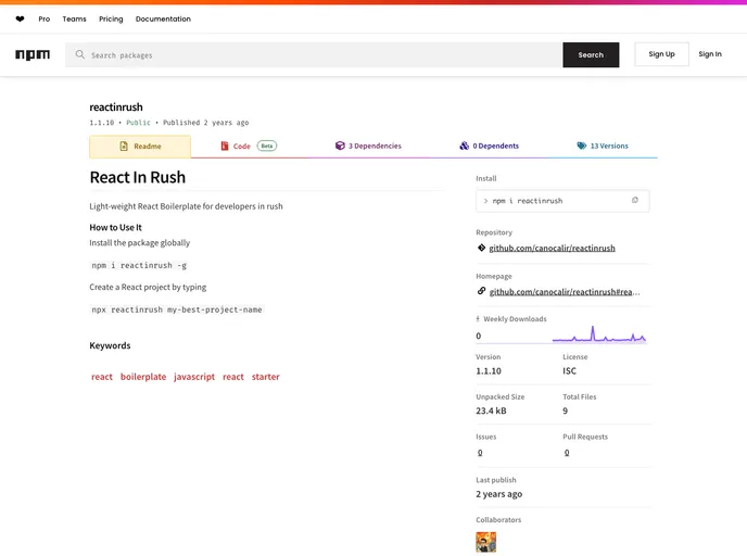 screenshot of Reactinrush