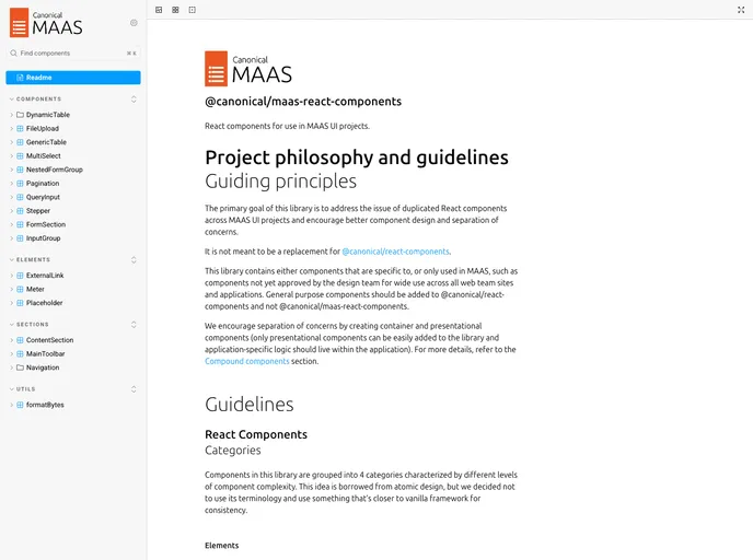 screenshot of Maas React Components
