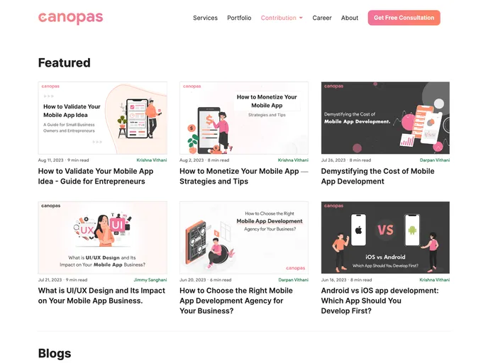 screenshot of Canopas Blog Components