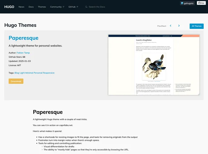 screenshot of Paperesque