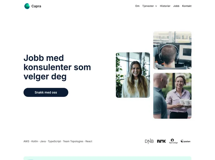 screenshot of Nettsiden