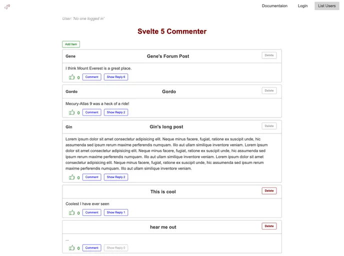 screenshot of Svelte5 Commenter