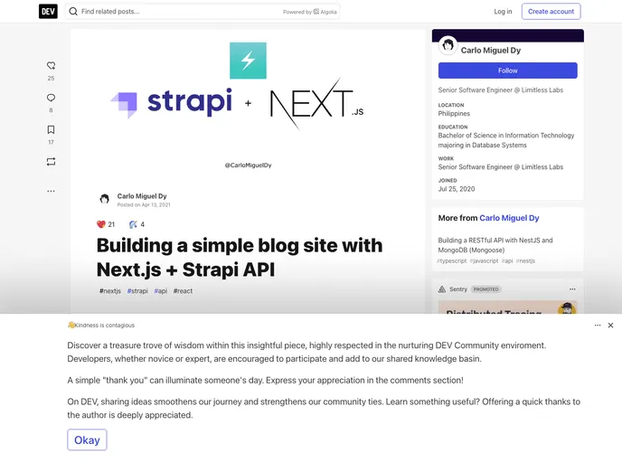 screenshot of Nextjs Strapi Simple Blog