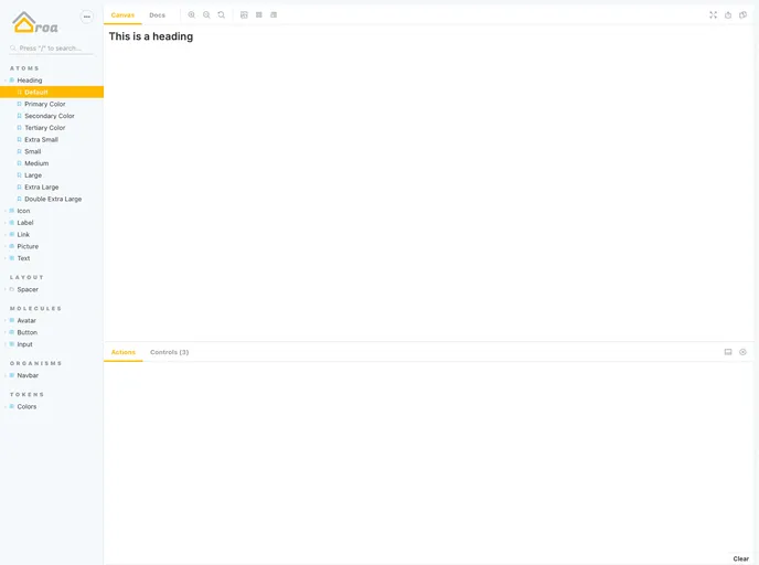 screenshot of Aroa UI