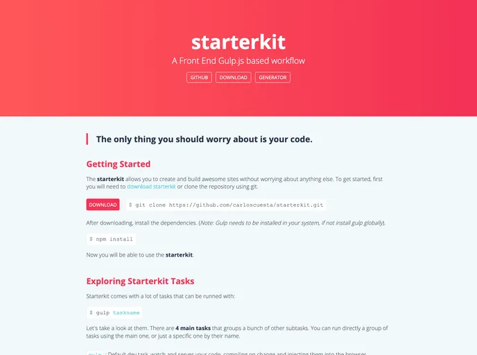 screenshot of Starterkit