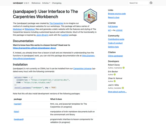 screenshot of Sandpaper