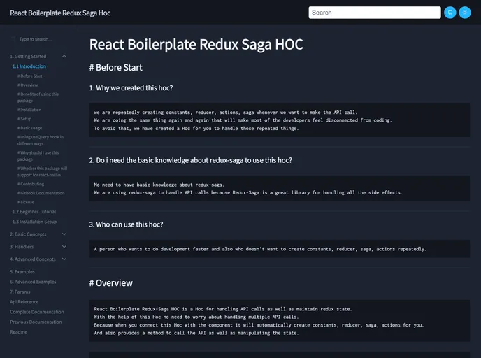 screenshot of React Boilerplate Redux Saga Hoc