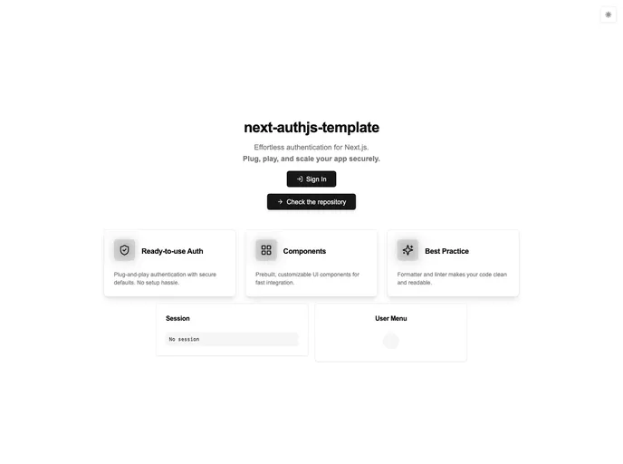 Next Authjs Template screenshot