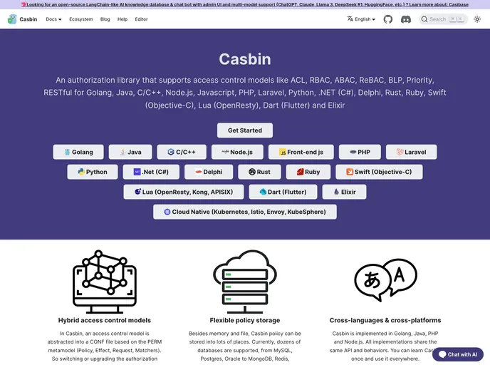 screenshot of Casbin Website V2