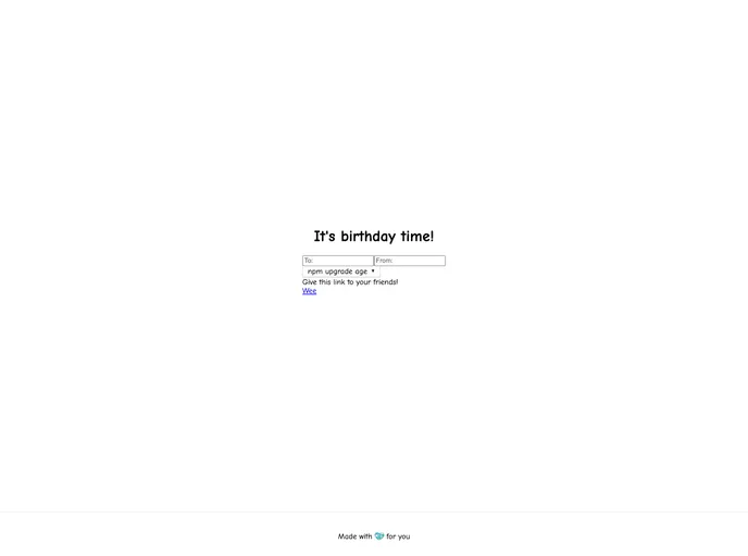 screenshot of Next Contentful Birthday Card