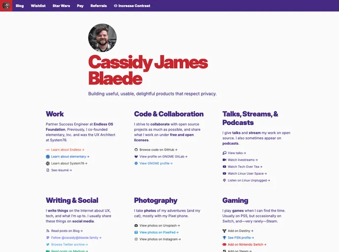 screenshot of Cassidyjames.github.io