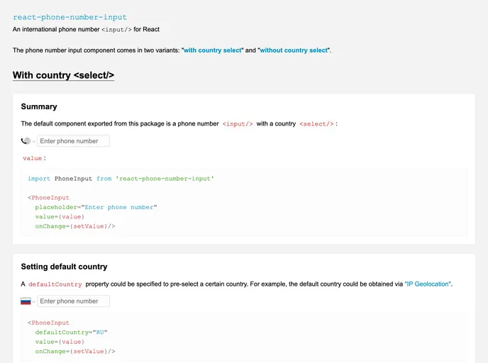 React Phone Number Input
