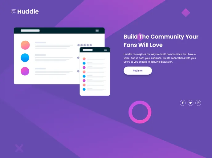 screenshot of Huddle Landing Page With A Single Introductory Section Frontendmentor