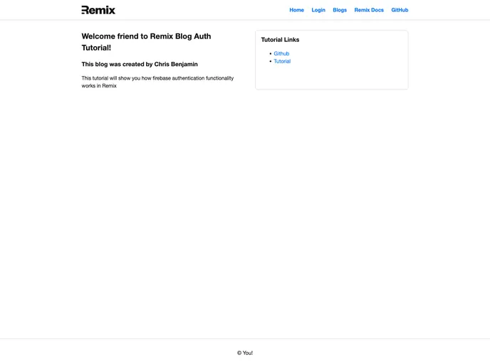 screenshot of Remix Blog Firebase Auth