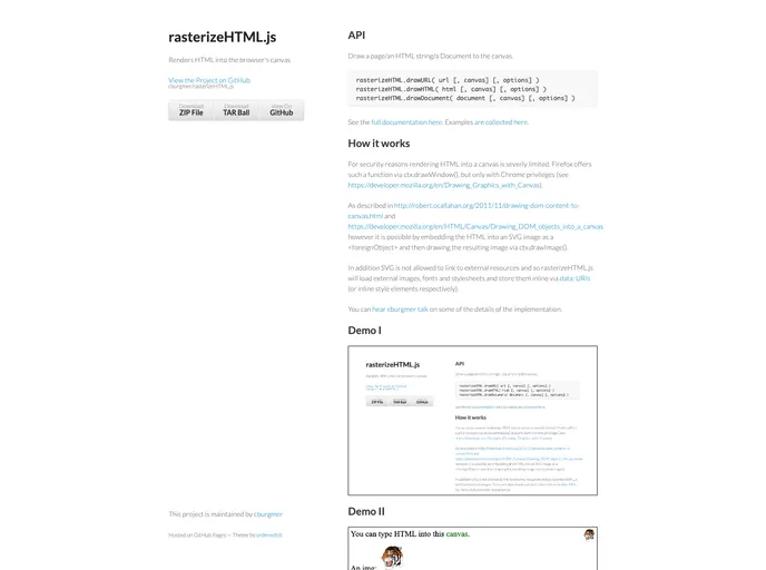 screenshot of RasterizeHTML.js