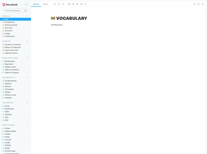 screenshot of Vue Vocabulary
