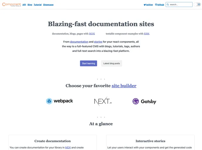 screenshot of Component Controls