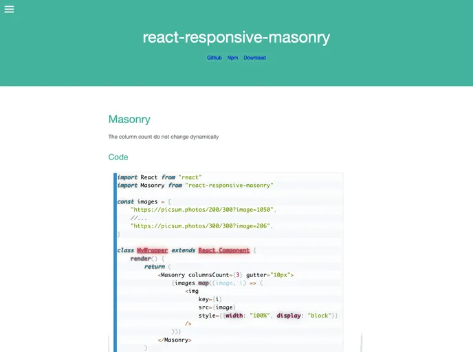 React Responsive Masonry