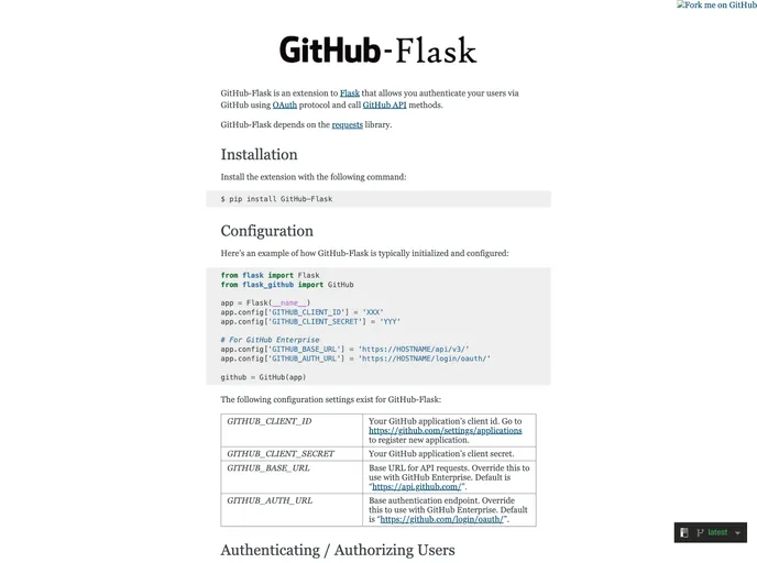 screenshot of Github Flask