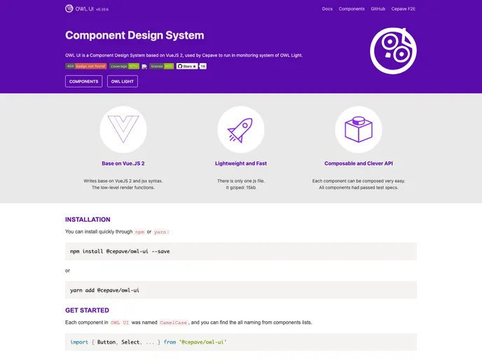 screenshot of Vue Owl UI