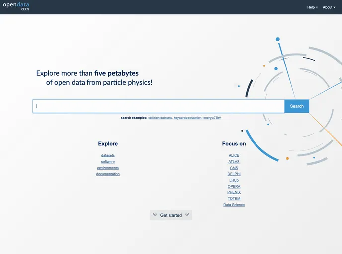 screenshot of Opendata.cern.ch