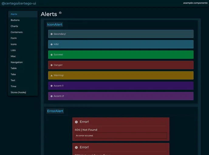screenshot of Certego UI