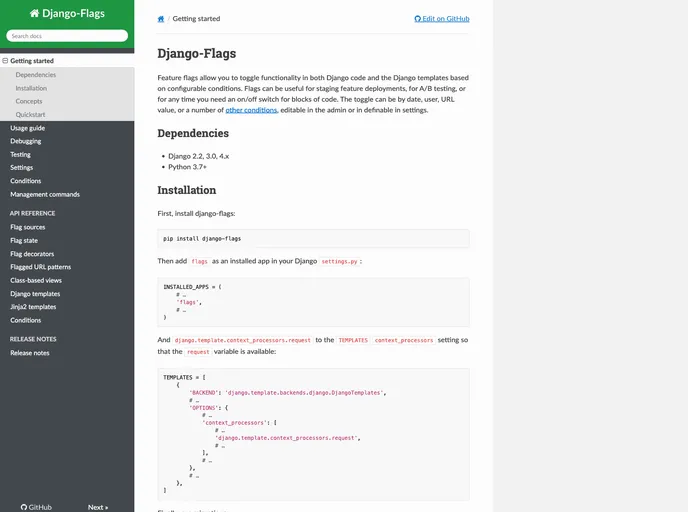 screenshot of Django Flags