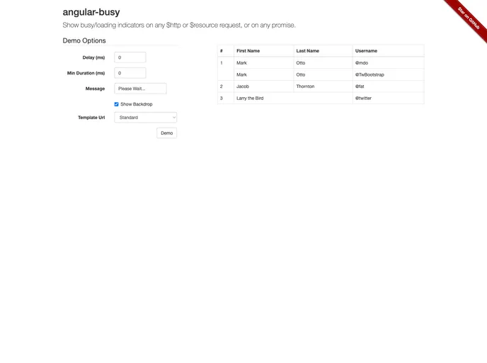 screenshot of Angular Busy