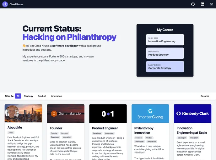 screenshot of Chadokruse.github.com