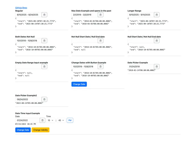 screenshot of Date Range Picker