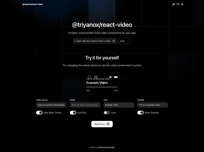 screenshot of React Video