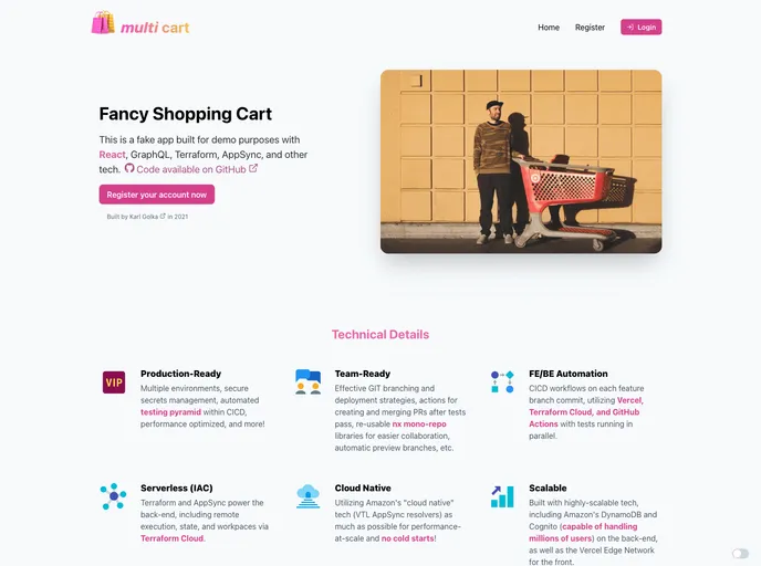 screenshot of Multi Cart
