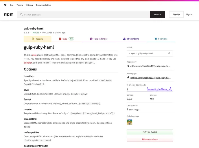 screenshot of Gulp Ruby Haml