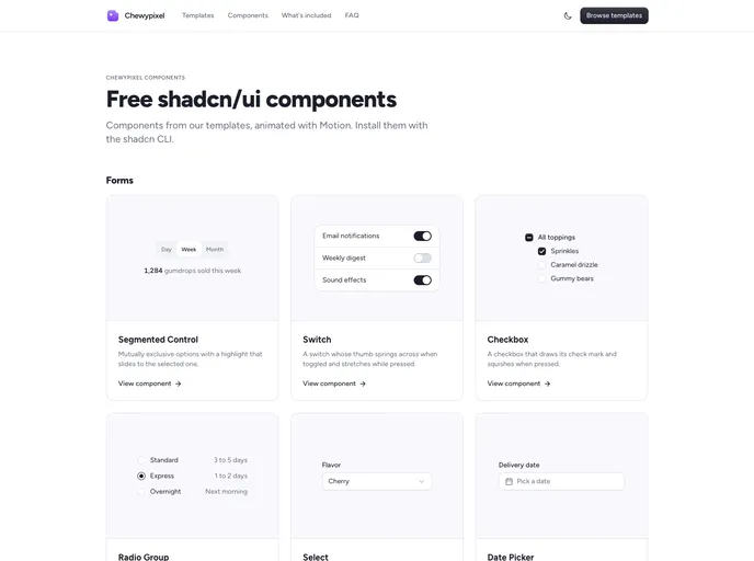 Chewypixel - Shadcn Templates