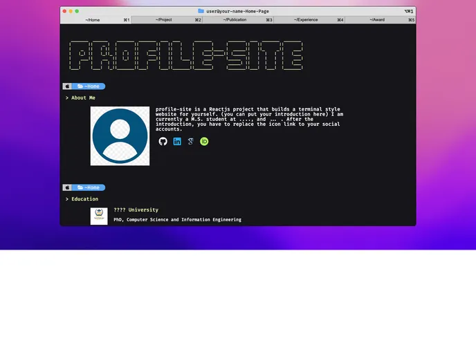 Profile Site screenshot