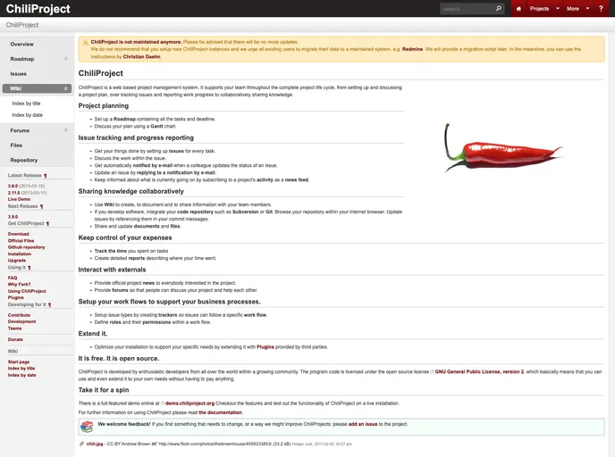 screenshot of Chiliproject