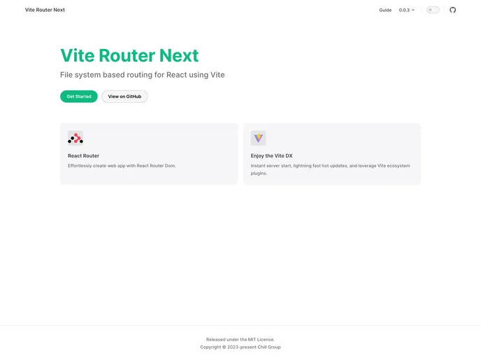 screenshot of Vite Router Next