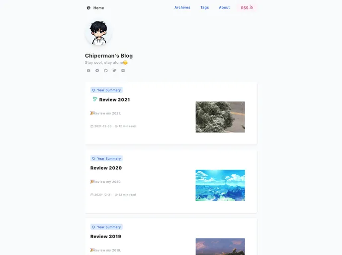 screenshot of Gridea Theme Xiaox