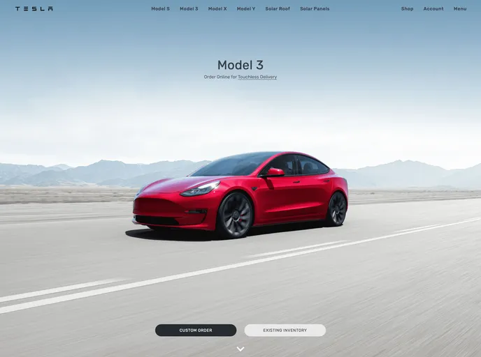 screenshot of Tesla Clone Reactjs