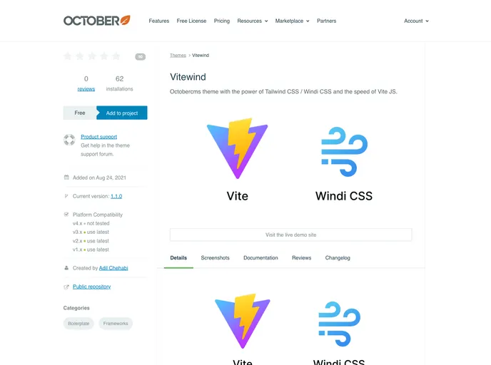 screenshot of Vitewind Theme