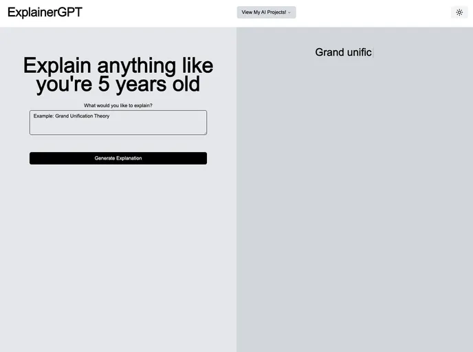 screenshot of ExplainGPT