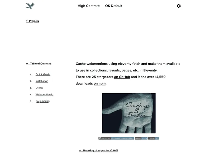 screenshot of Eleventy Cache Webmentions