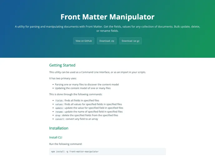 screenshot of Front Matter Manipulator