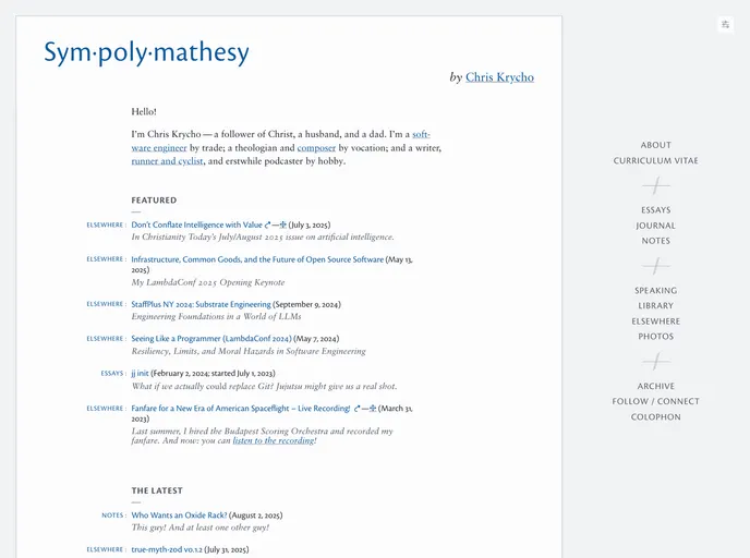 screenshot of V5.chriskrycho.com