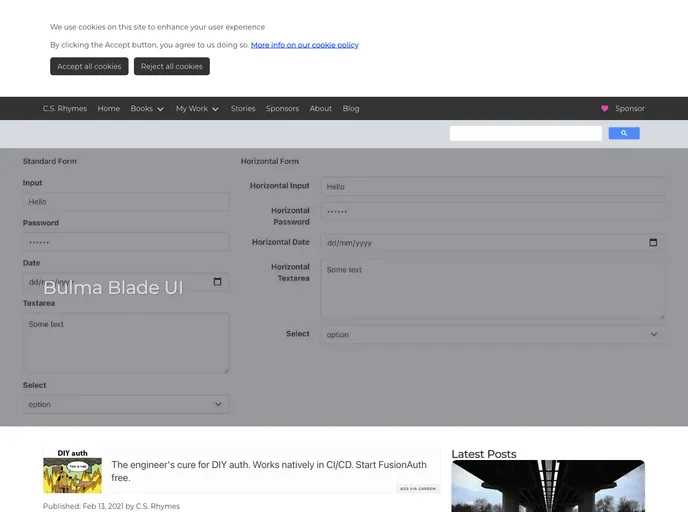 screenshot of Bulma Blade UI