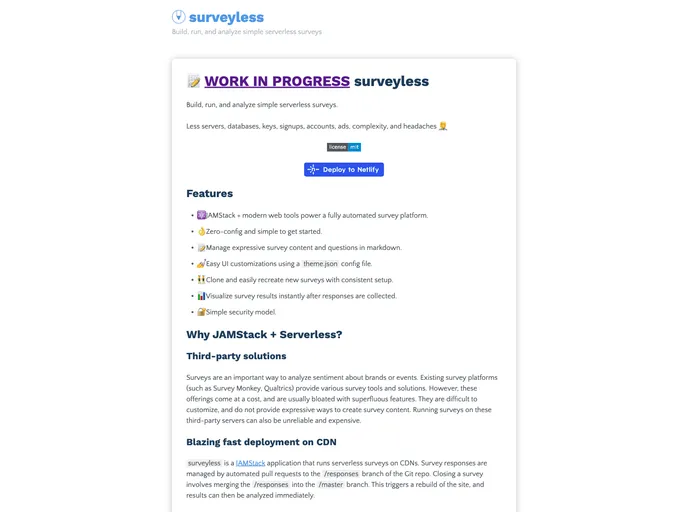 screenshot of Surveyless
