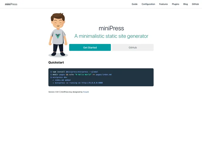screenshot of Minipress