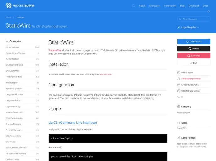 screenshot of StaticWire